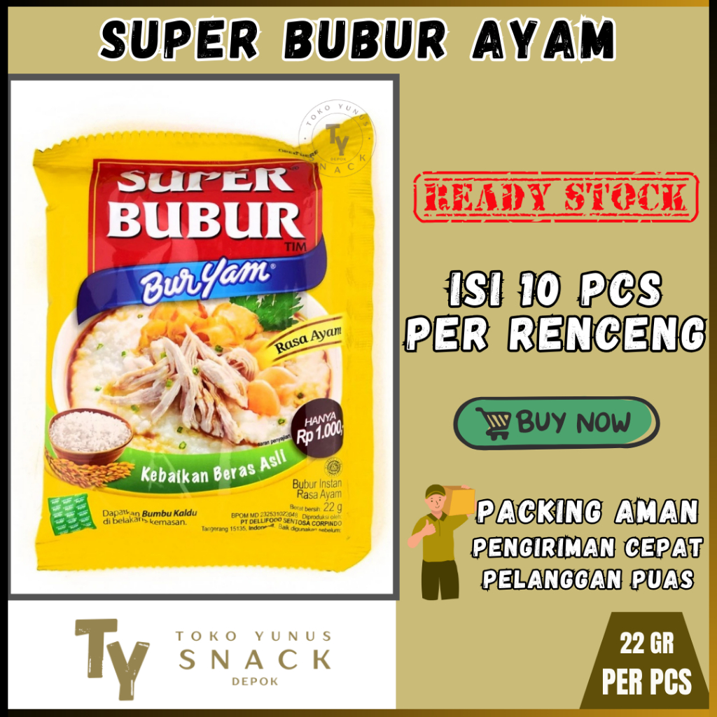 

SUPER BUBUR AYAM 1 RENCENG ISI 10 @22GR