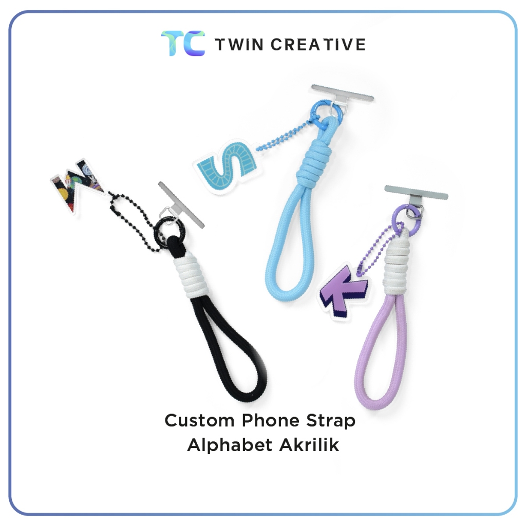 Custom Gantungan Handphone Akrilik Alphabeth - Custom Phone Strap Warna Alphabet Akrilik