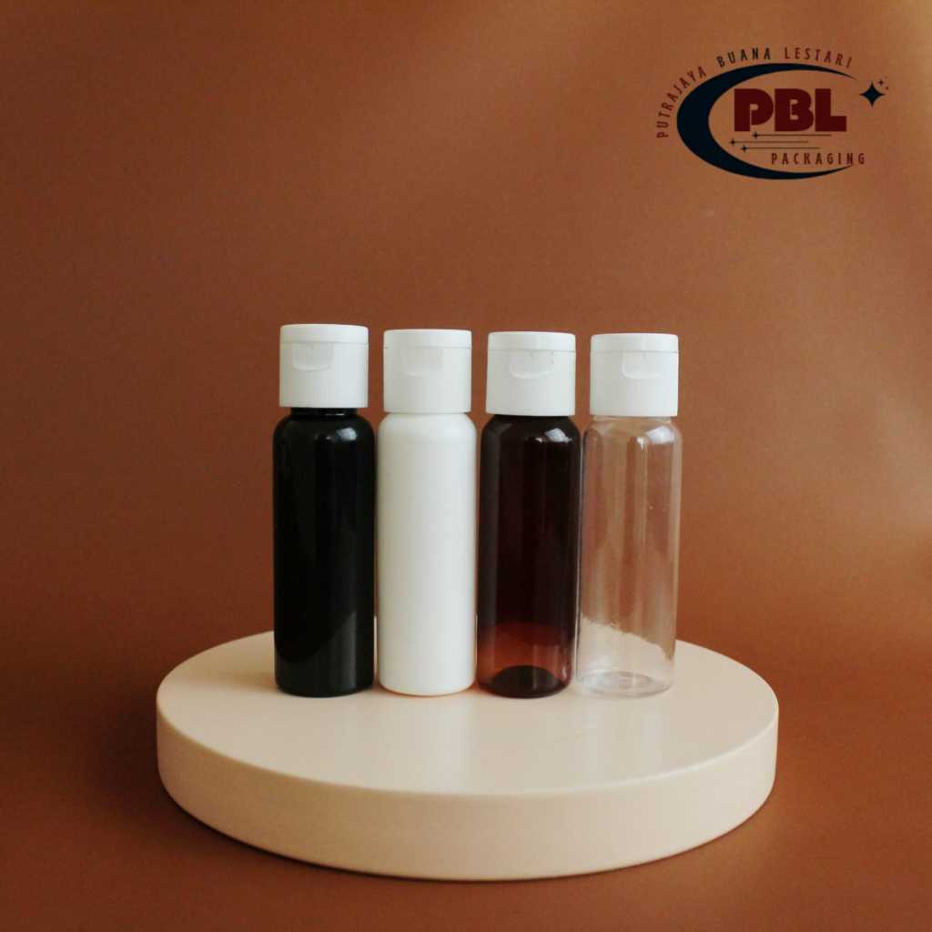 Botol Fliptop 30ml Tebal / Botol Plastik PET 30ml Tutup Fliptop Putih