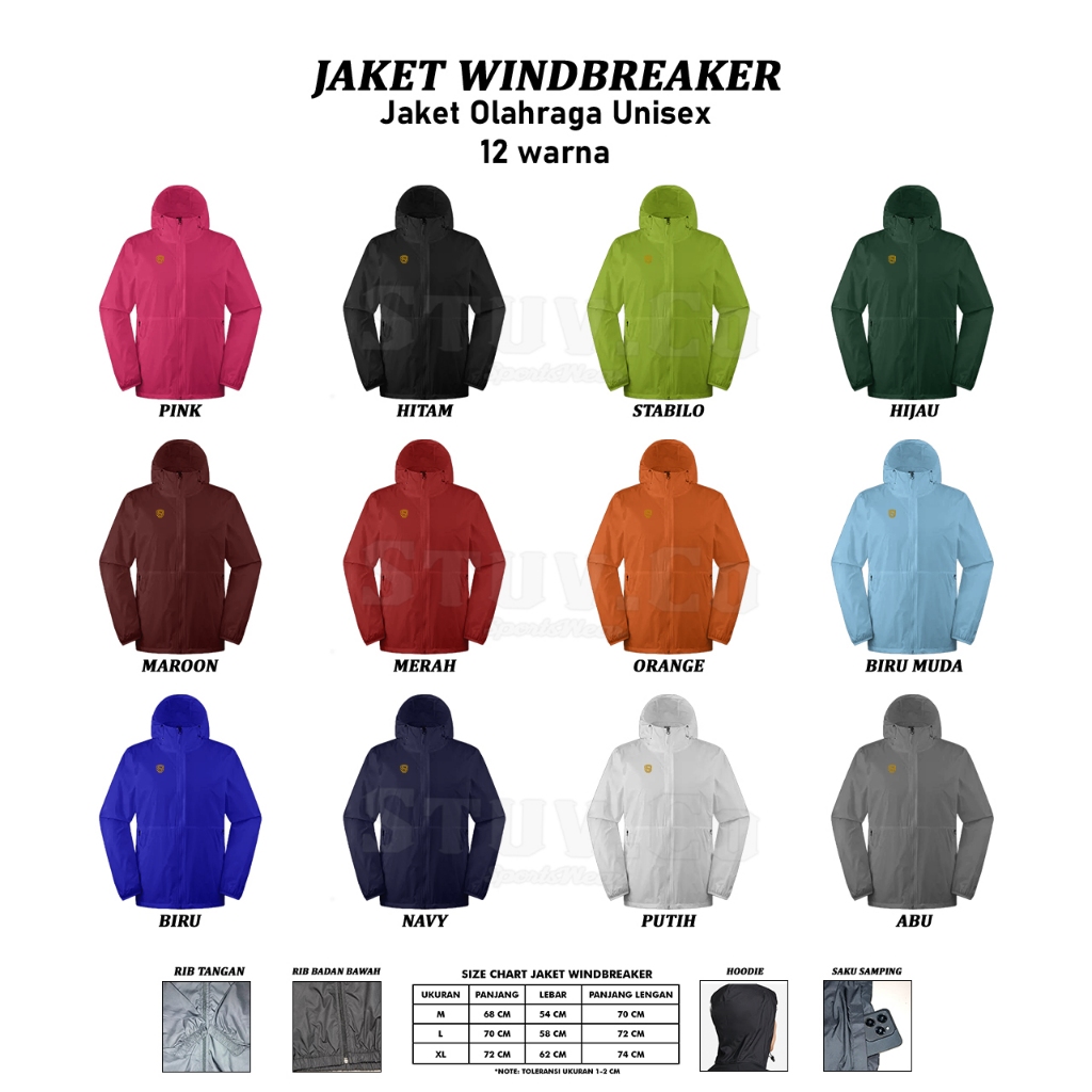 JAKET OLAHRAGA INDOOR OUTDOOR JAKET STUVCO PARASUT DESPO PRIA WANITA JAKET HOODIE