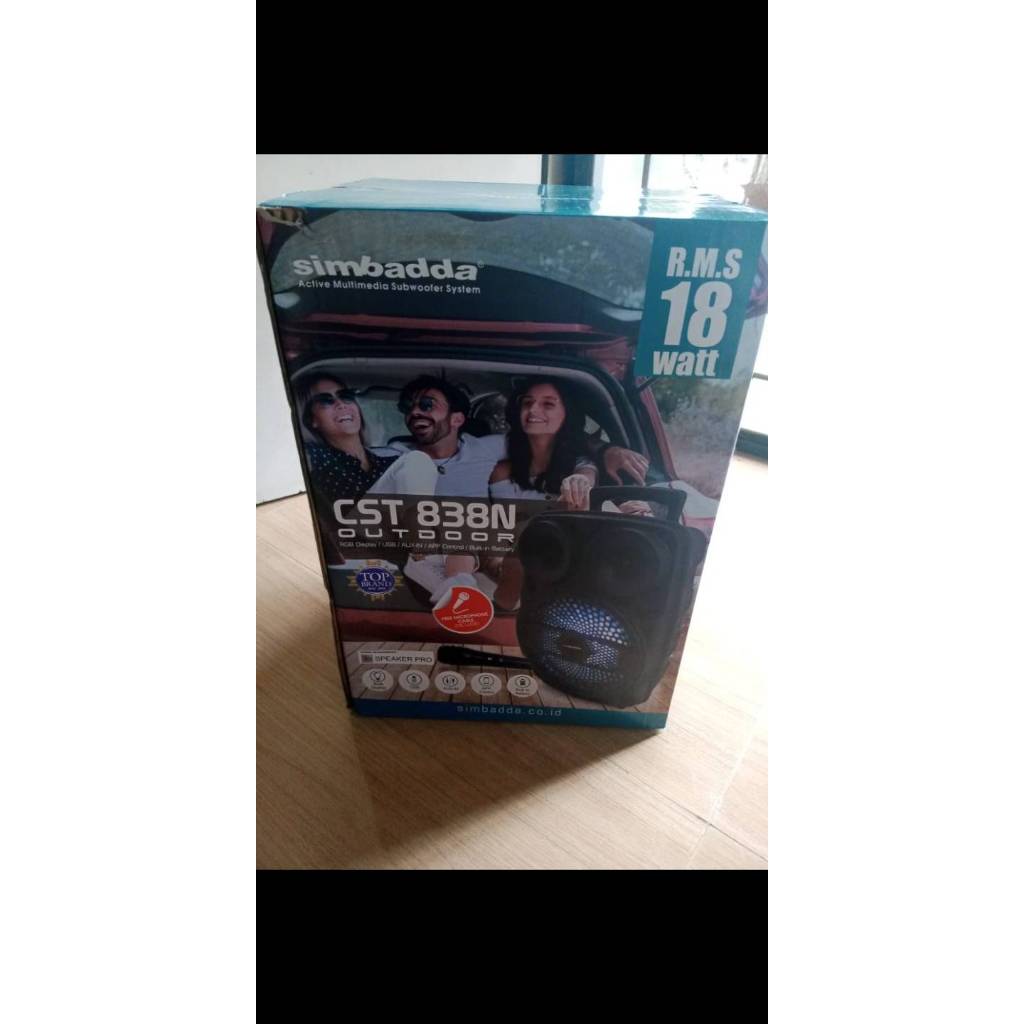 SPEAKER PORTABLE KARAOKE SIMBADDA speker simbada CST 838N FM RADIO BLUETOOTH USB MICROPHONE FREE MIC