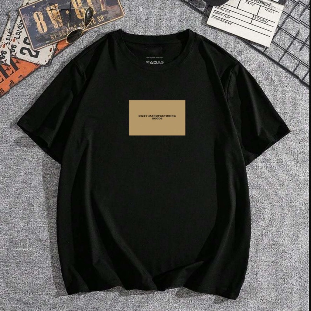 Baju Kaos Distro - T Shirt Sablon Premium Unisex Black White Original 100% Korean Retro DIZZY Kaos B