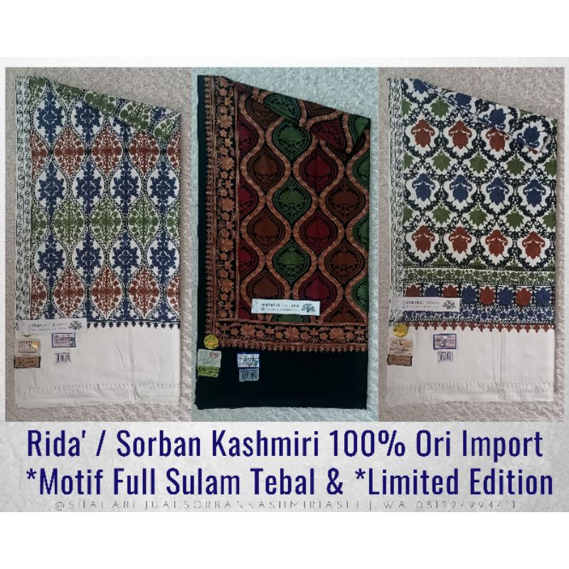 Terlaris Surban Rida' Kashmiri motif Sulam Limited series / Sorban Kashmiri India Ori / Surban Habib