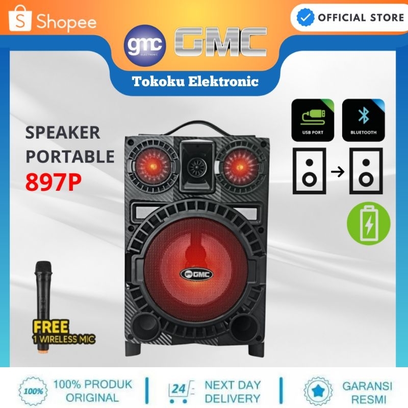 SPEAKER PORTABEL KARAOKE BLUETOOTH GMC 897Q / GMC 897P BONUS MIC WIRELESS
