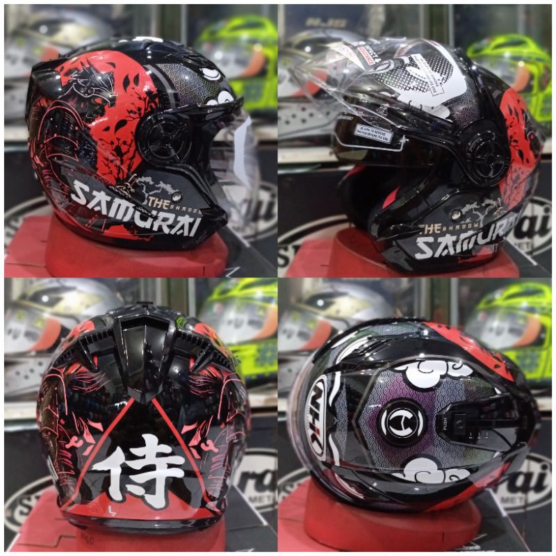 HELM NHK GLADIATOR SAMURAI BLACK DOUBLE VISOR
