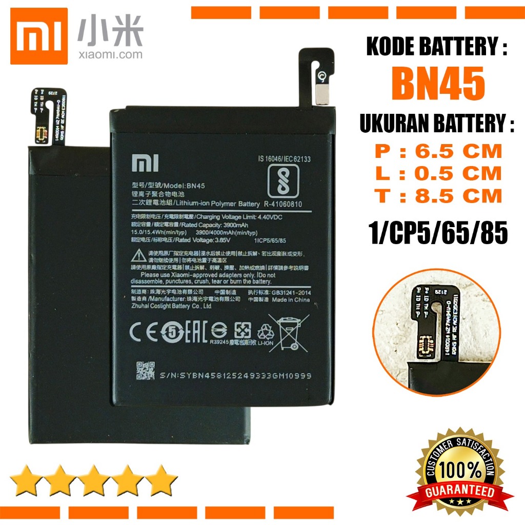 Baterai Original Xiaomi Redmi Note 5 , Note 5 Pro BN45 BN 45 BN-45