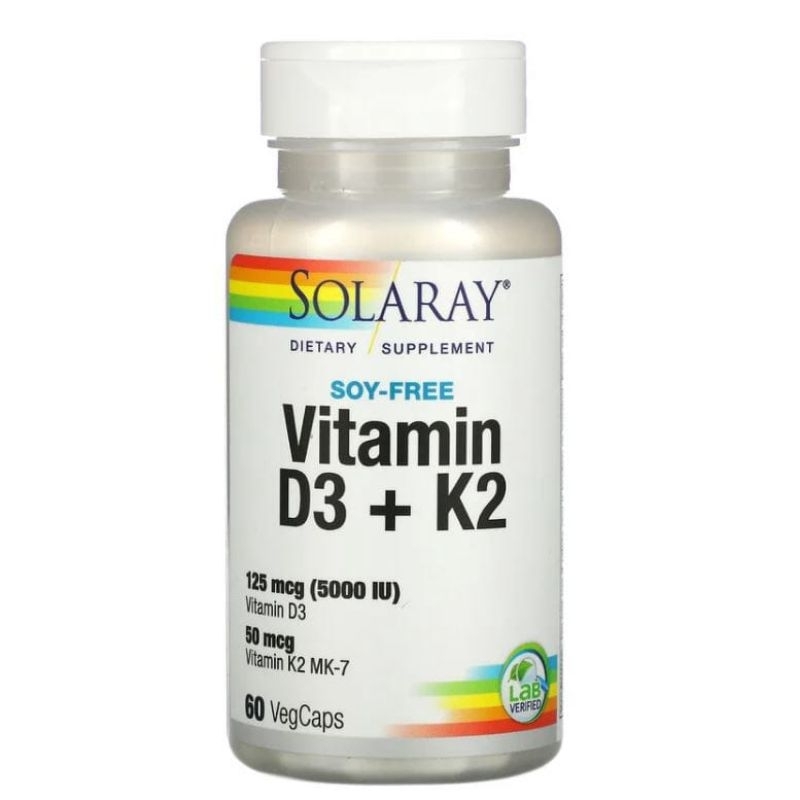 PROMO.. VITAMIN D3 + K2 60Caps 5000IU SOLARAY Made in USA