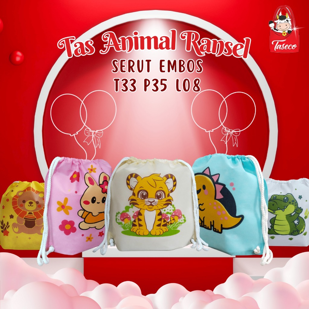 

[BISA CUSTOM] READY STOCK TASECO Goodie Bag Birthday Snack Tas Sovenir Ulang Tahun Tas Spunbond Ultah Ransel Motif Binatang Tas Ransel Serut | Ransel Anak Anak