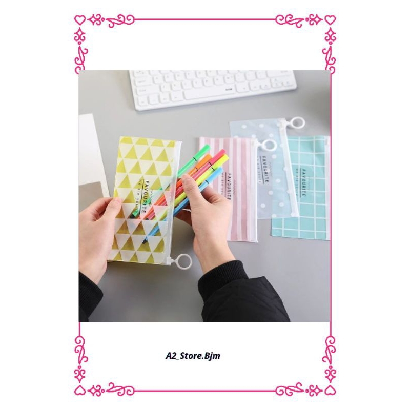

Tempat Pensil Pulpen Transparan Ziplock Karakter Serbaguna Pouch Zip Lock