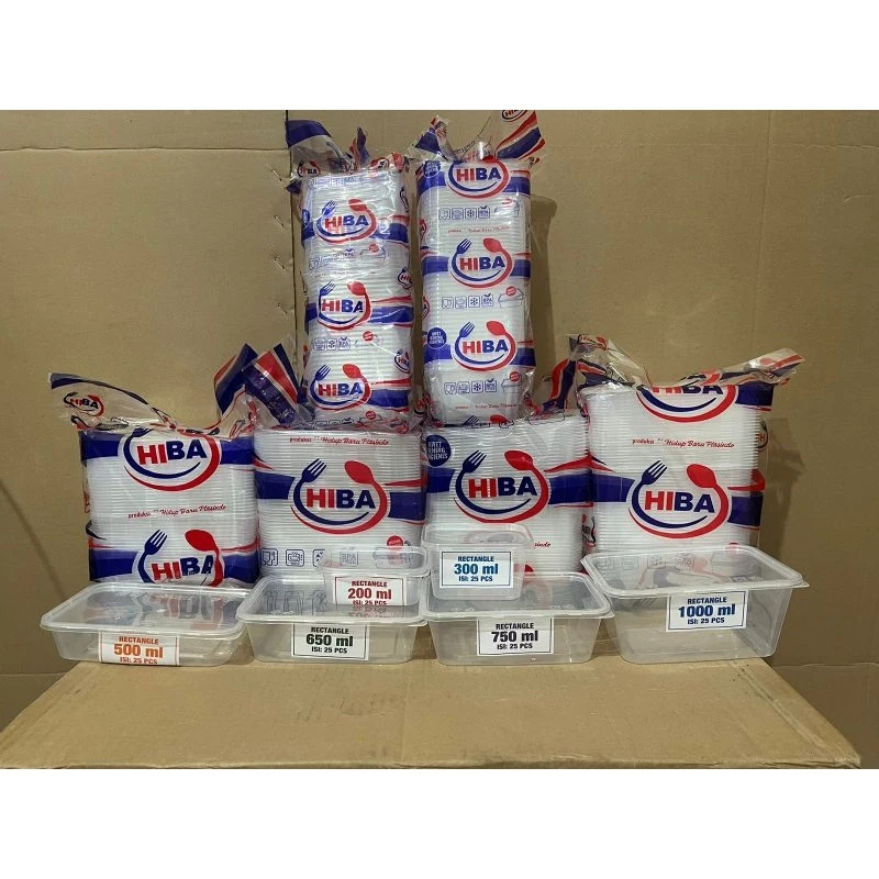 HIBA Thinwall Rectangle Kotak Makan Plastik Persegi Panjang Wadah Makan 200 300 500 650 750 1000 ml