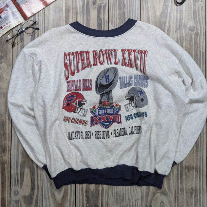 Vintage Superbowl XXVII 1993 Buffalo bills vs Dallas Cowboys Crewneck Sweatshirt Jacket