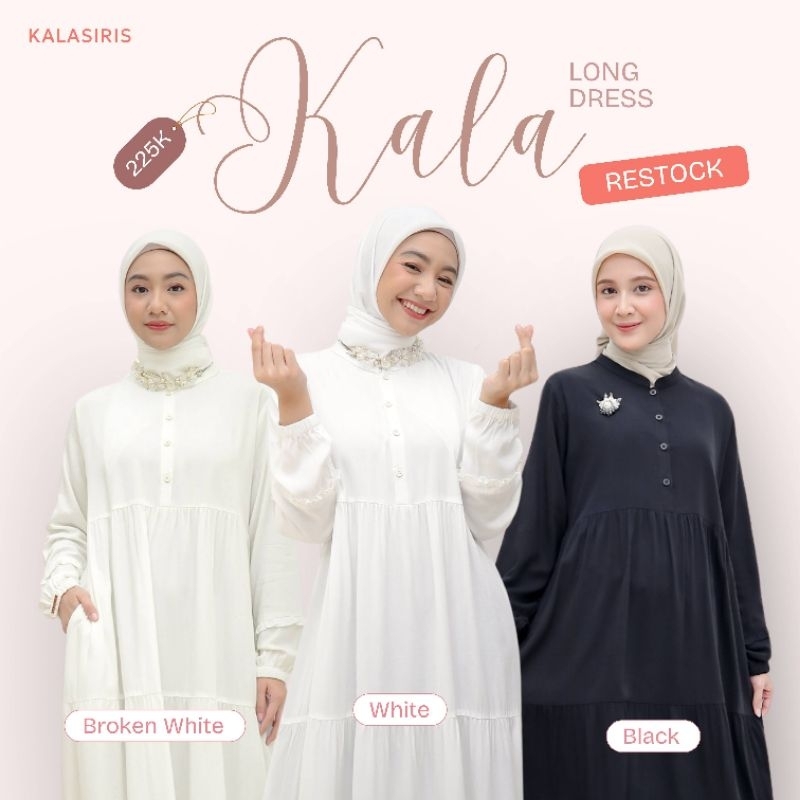 Readystok Kala Long Dress Katun Twill Adem Homedress Katun Rayon Twill Polos