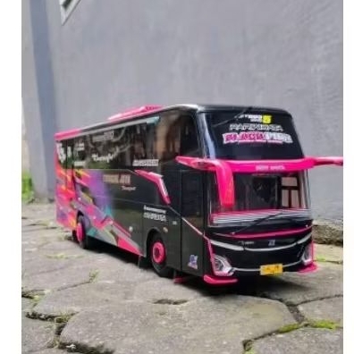 Miniatur bus black pink jb5 variasi lampu leed RGB bus mainan anak no telolet basuri