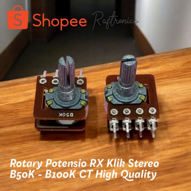 Rotary Potensio RX Klik Stereo B100K/50K CT High Quality.