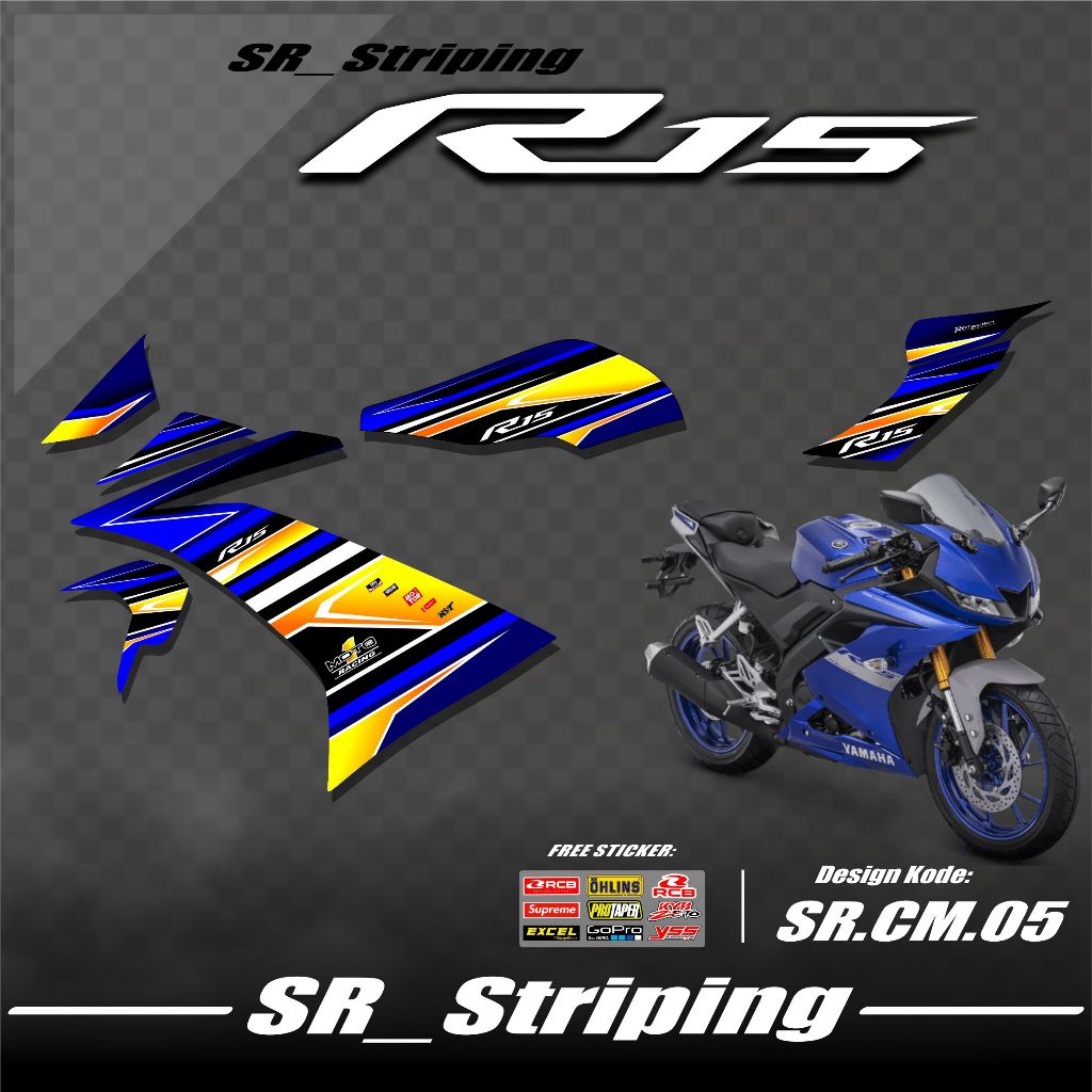 Striping R15 V3 / Variasi R15 V3 / R15 V3 ( KEREN ) Stiker R15 V3 / Striping Motor R15 V3 Keren SR.0