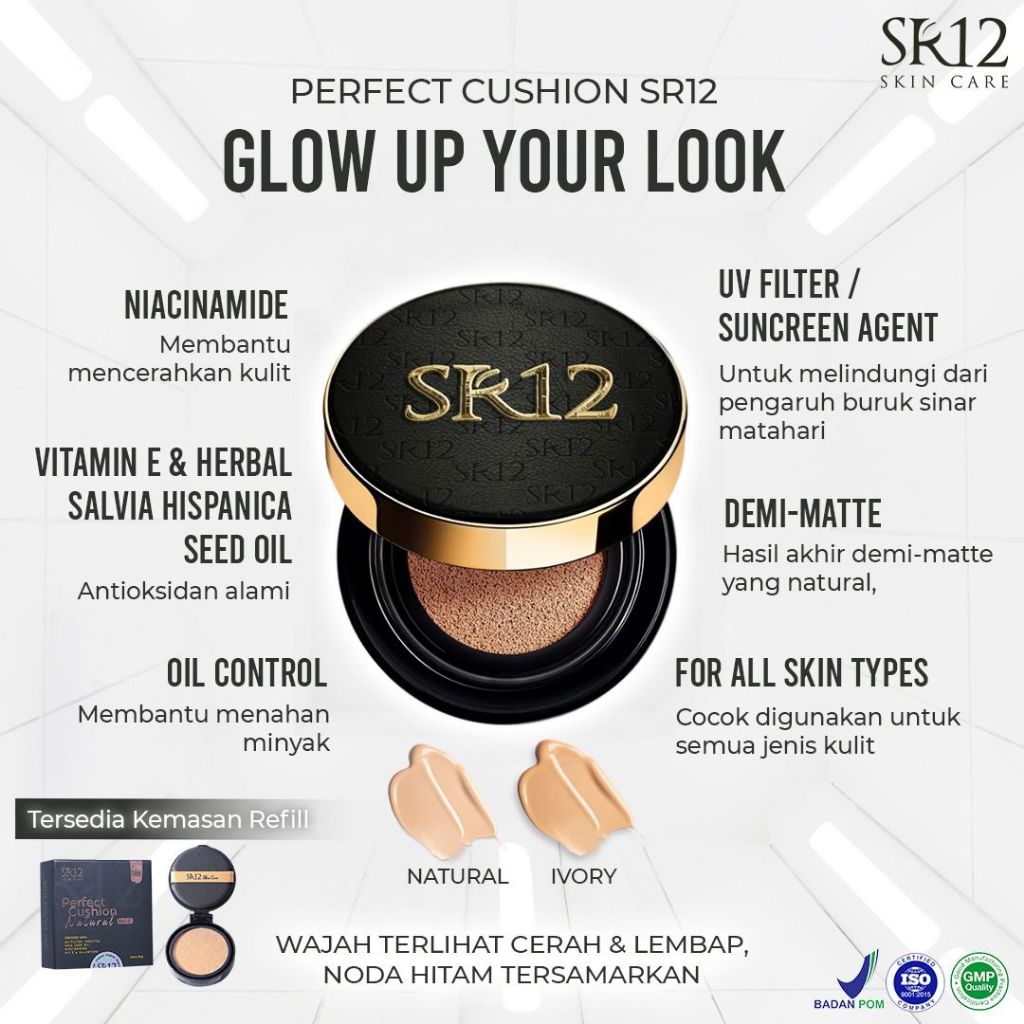 Bedak Cair SR12 Glowing tahan lama anti luntur