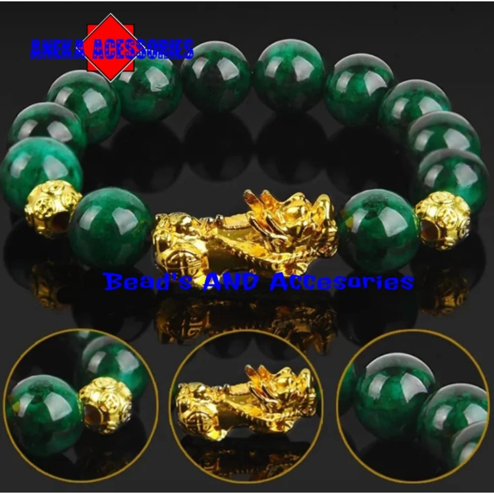 GELANG GIOK TAIWAN 12mm KOMBINASI PIXIU GELANG KESEHATAN PRIA/WANITA