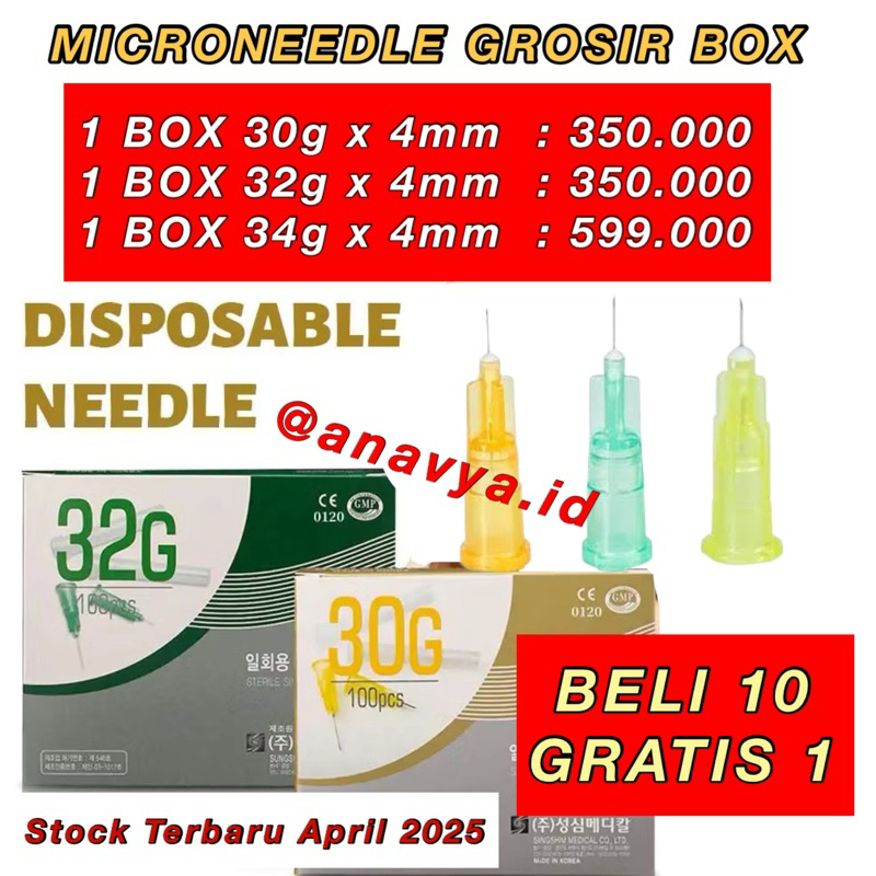 Needle botox skinbooster meso 30g 32g 34g x 4mm jarum meso messo kecil mini pendek BOX GROSIR Sungsh