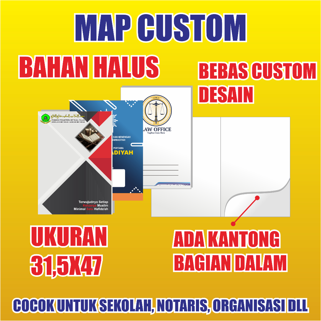 

CETAK MAP CUSTOM DESAIN UNTUK SEKOLAH NOTARIS ORGANISASI DAN LAIN LAIN