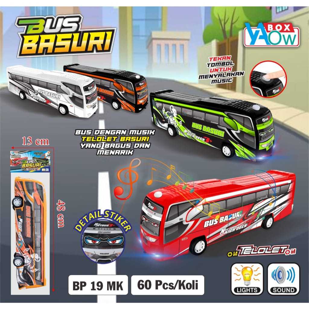 Promo Terbaru Mainan Anak Maianan Bus Basuri Telolet Besar Bp19Mk, Bp 19 Sudah Dilengkapi Setiker Mata / Bus Basuri Telolet