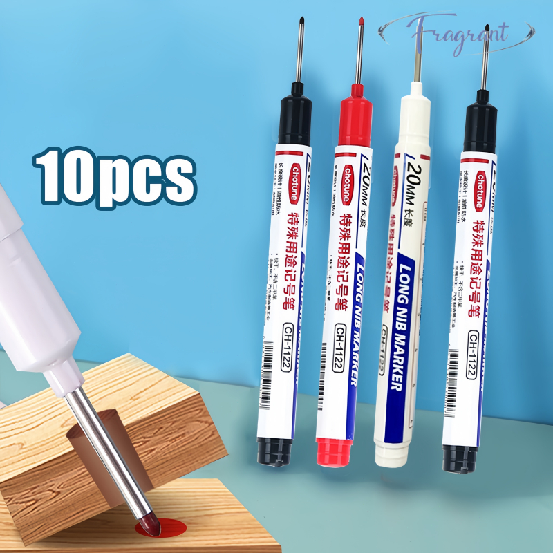 

【BARANG SPOT】10pcs/Set Spidol Tukang Kayu Putih Spidol Marker Spidol Tukang Dalam Spidol Berminyak Tahan Air Cepat