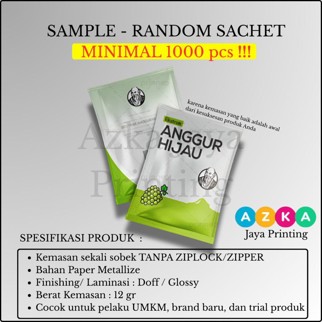 CUSTOM SACHET MINIMAL ORDER 1000 PCS KEMASAN CUSTOM VERSI EKONOMIS | KEMASAN SACHET CUSTOM