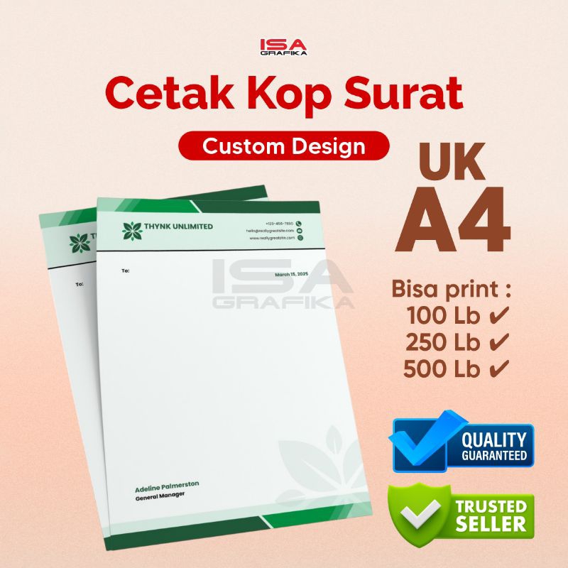 

PRINT CETAK KOP SURAT CUSTOM DESAIN / 100 LEMBAR - 200 LEMBAR - 500 LEMBAR