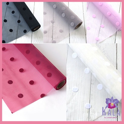 

Flower wrapping paper kain tile big polkadot bahan halus wrapping buket bunga KB6279