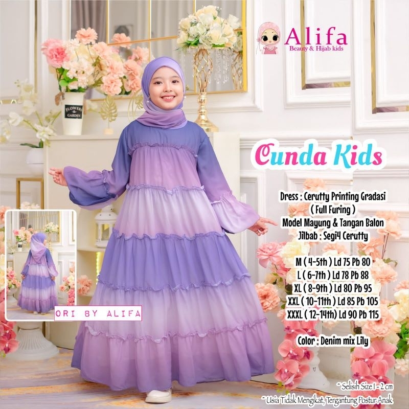BEST SELLER CUNDA KIDS DAVINA KIDS MELODY KIDS RANAYA KRIWIL ORI ALIFA / GAMIS DRESS SYARI ANAK