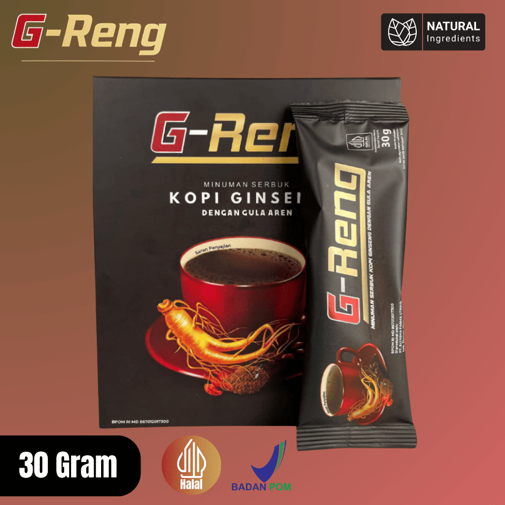 

(1 Sachet) Kopi G-Reng Kopi Ginseng Dengan Gula Aren