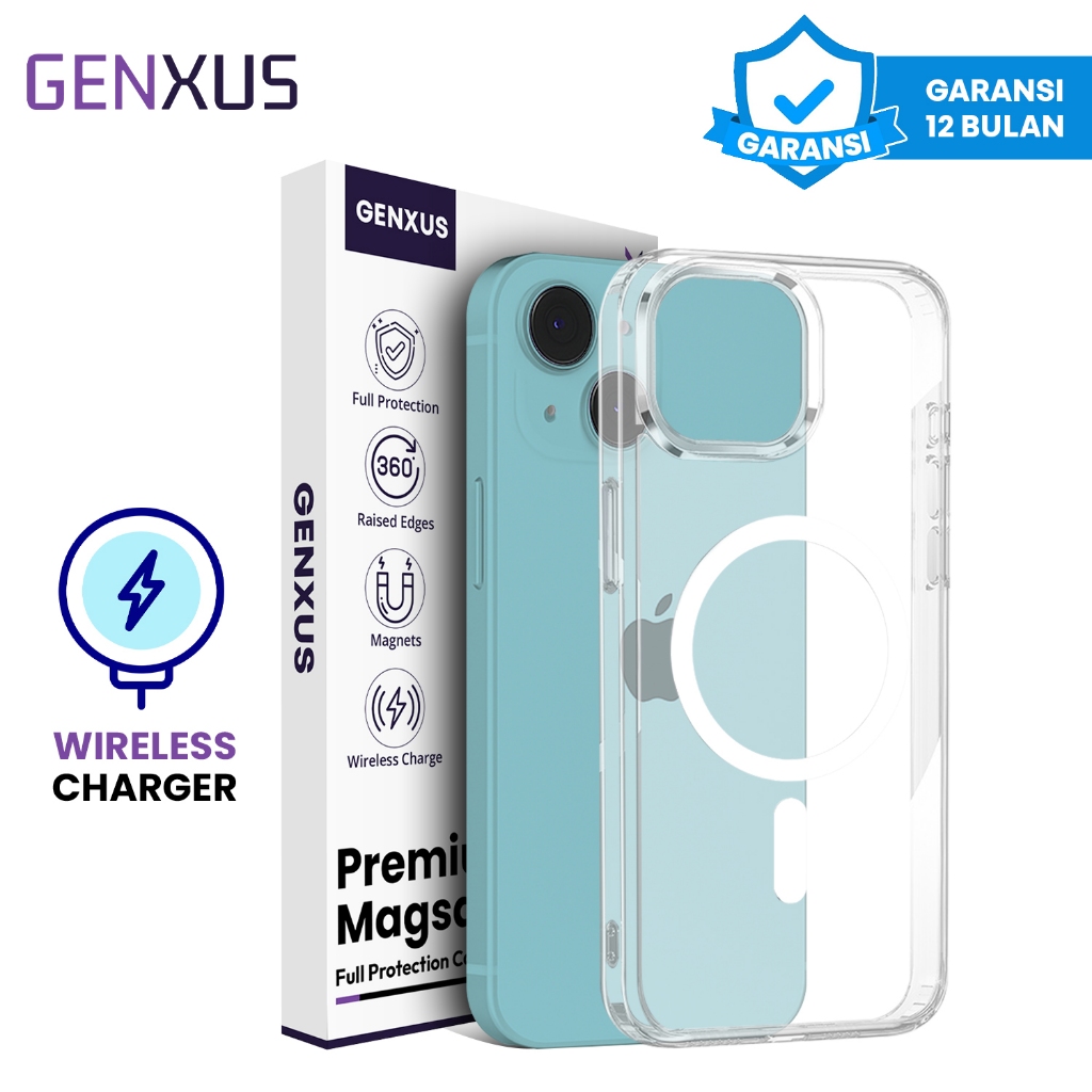 Genxus Magnetic Case for iPhone 13 Pro Max Clear Hybrid Bumper Casing Magnetik Support Wireless Char