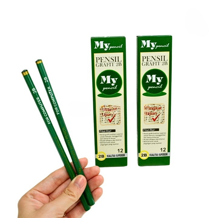 Pensil Grafit 2B - Pensil 2B 1 Lusin - Pensil sekolah 1 Lusin 12Pcs / Pensil Sekolah / Pensil Raut