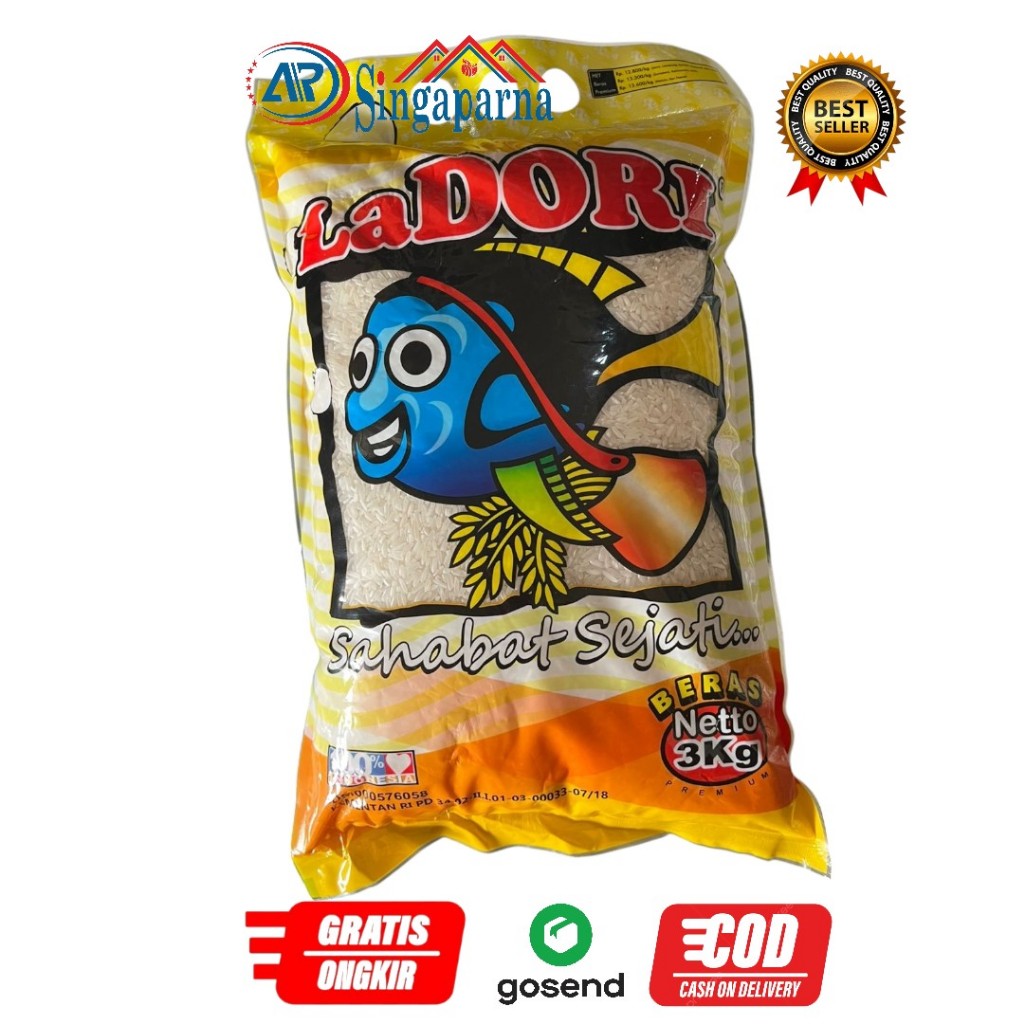 

BERAS LADORI 3 KG BERAS PREMIUM PUTIH PULEN KEMASAN AMAN