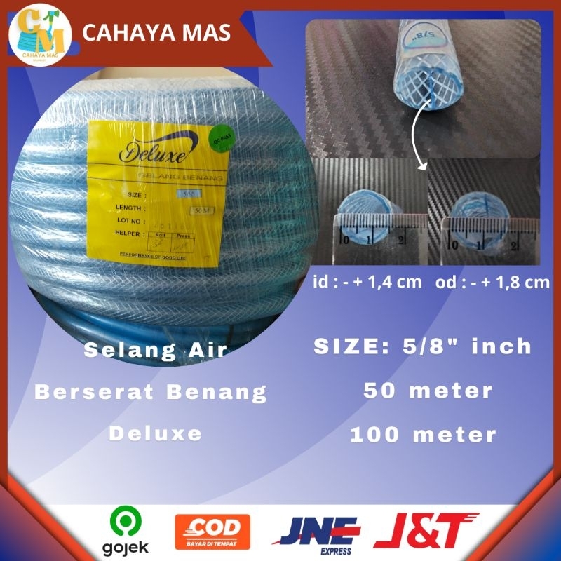 Selang Air Benang Deluxe 5/8" 100 meter/Selang Berserat (Benang Hiprex)/Selang Nylon