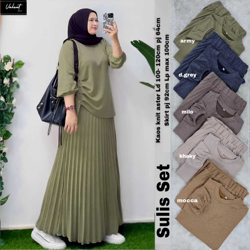 SULIS SET KNIT ASTER SETELAN FASHION WANITA MUSLIM KEKINIAN / Setelan Andin Knit Hornet