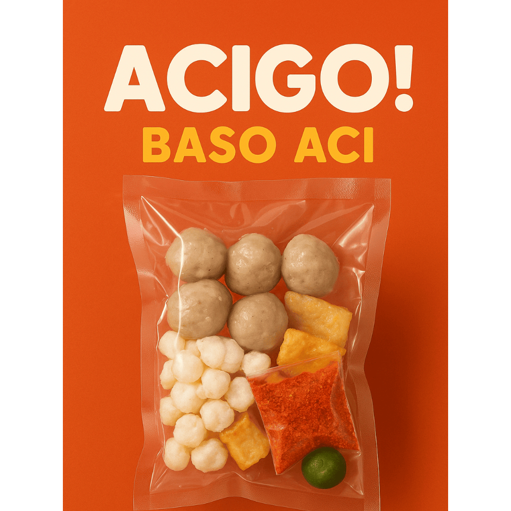

acigo! / Snack Baso Aci Instan / Isi Komplit Kuah Pedas / Baso Aci Instan Viral Isi Cilok Cuanki