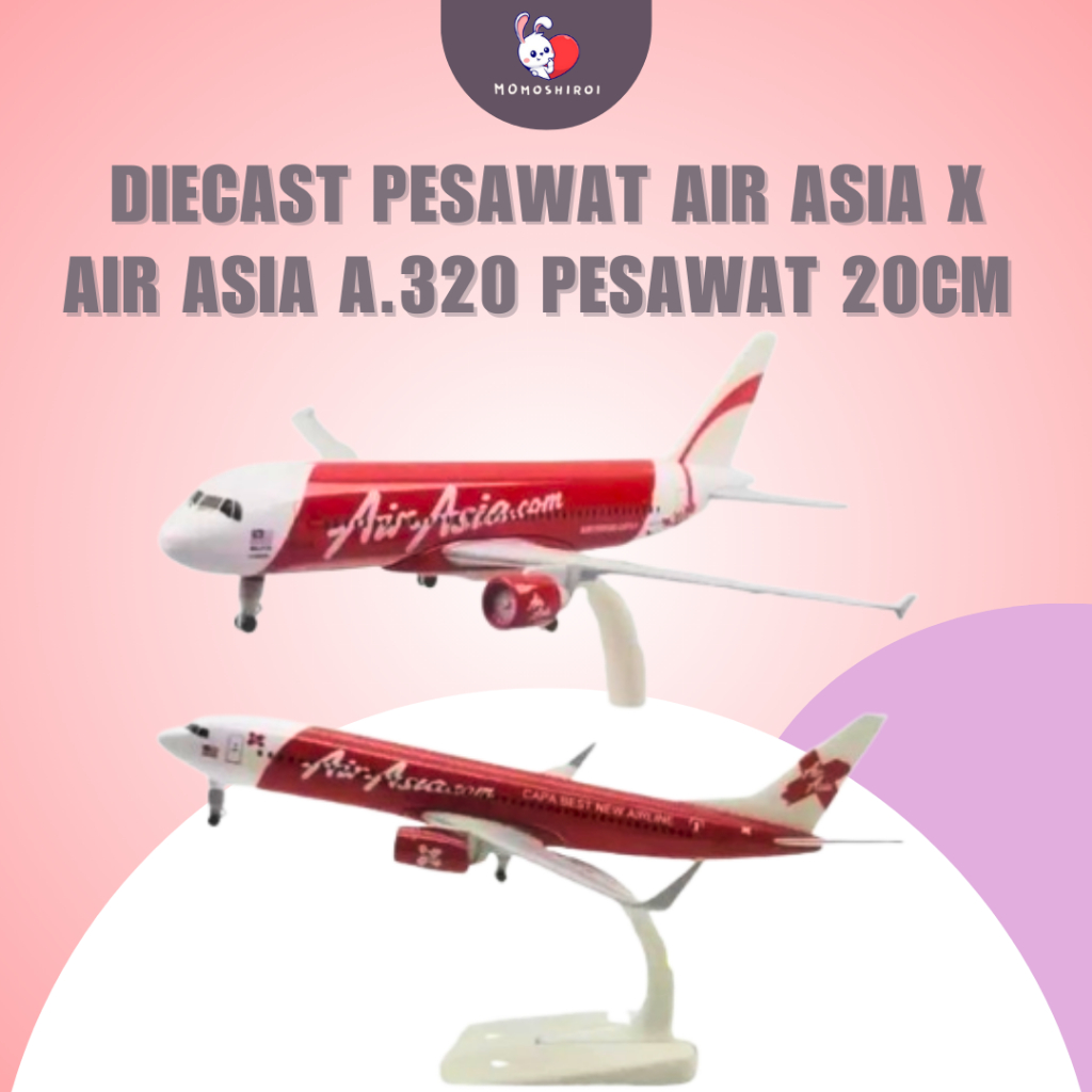 Mainan Pajangan Diecast Pesawat Air Asia x B.737 Air Asia A.320 Pesawat 20cm