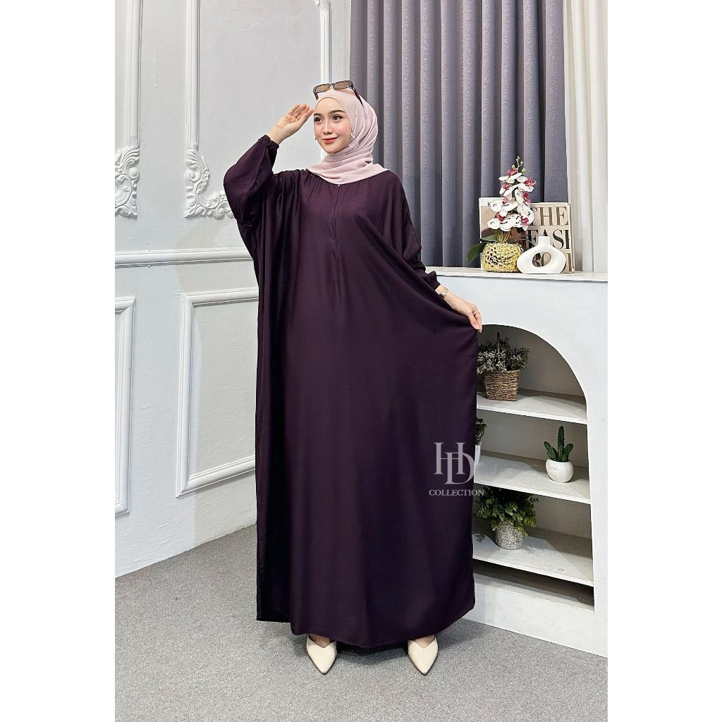 Kaftan Abaya Polos Warna Burgundy Twill Ori Baju Kelelawar Kaftan Wanita Kaftan Dress Abaya Jumbo