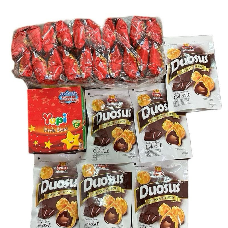 

PAKET JAJANAN ANAK 2 (6 Duo Sus+20 Monki+1 Yupi) Cemilan
