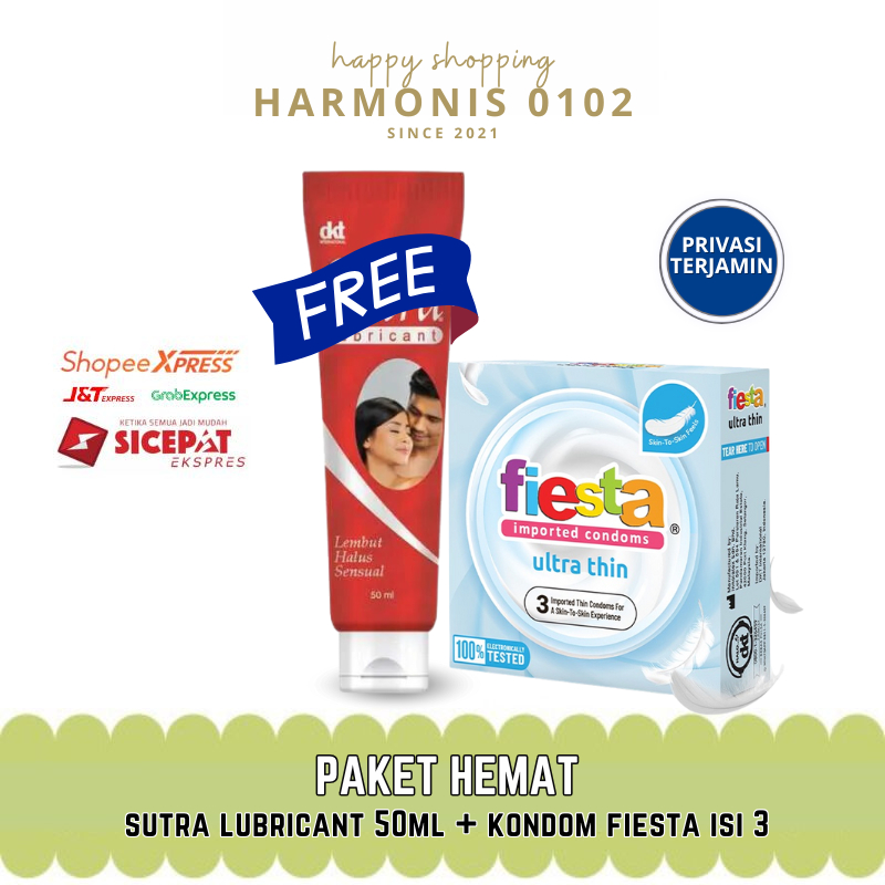 Kondom Ultra Thin Isi 3 Free Sutra Lubricant 50 ml - Paket Pria Kuat Pelumas Tahan Lama