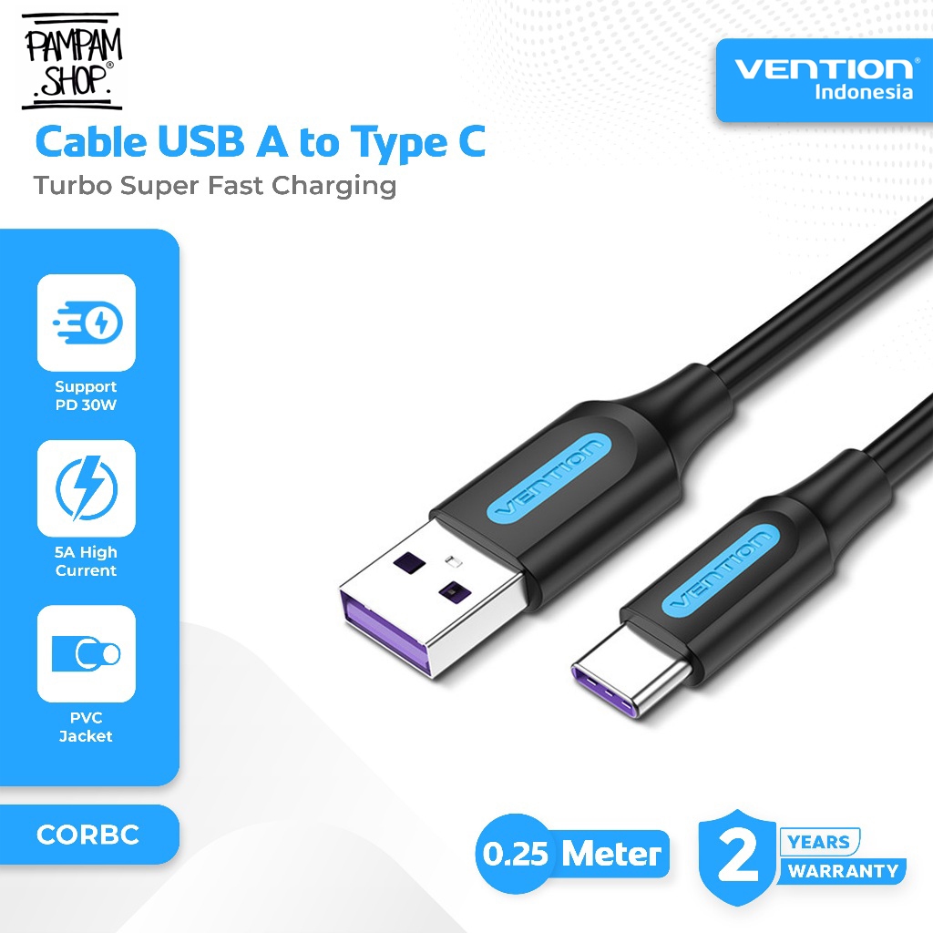 VENTION CORBC Kabel Data USB 2.0 to Type C Fast Charging 5A Fast Charging Support SPC Qualcomm QC 25