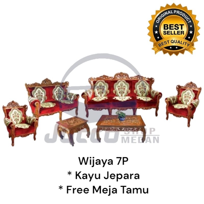 [ JUCCO ] Kursi Tamu Kayu 3211 Jumbo - Sofa Tamu Jati jok Busa Free Meja Tamu - Kursi Tamu Jati Jepa