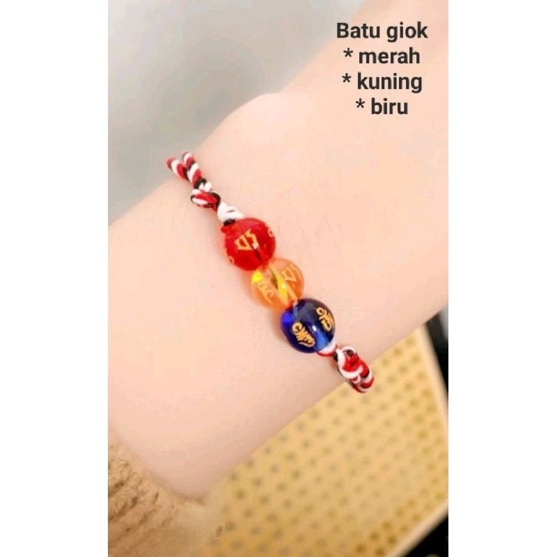 GELANG TRIDADU BATU KRISTAL ASLI KHAD BALI//Gelang Batu//Gelang Tridadu/ Gelang Batu Merah muning Bi