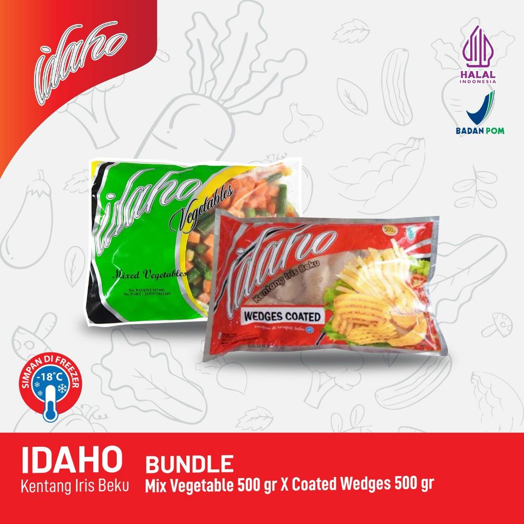 [BUNDLE] IDAHO Mix Vegetable 500 Gr x IDAHO Coated Wedges 500 Gr