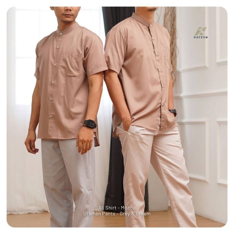 Ali Shirt SHORT Sleeve - Koko Ali Lengan Pendek by Elmina - Koko Dewasa - Koko Polos - Baju Koko