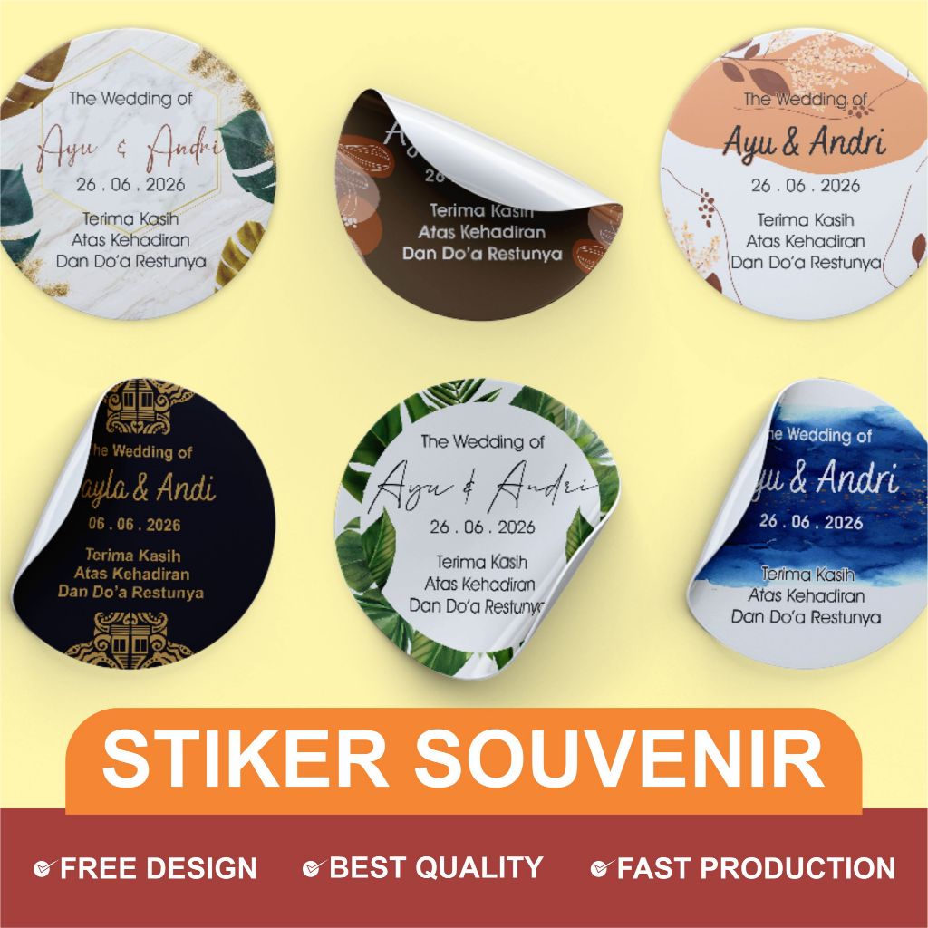 

Stiker souvenir pernikahan dan hampers ukuran <= 3,5cm cutting sticker bulat edisi 04