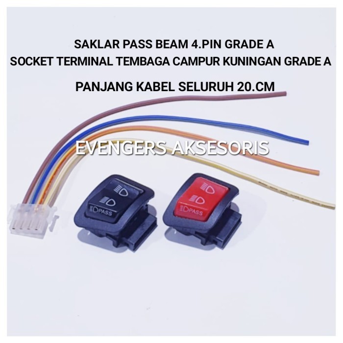 READY TOMBOL SAKLAR LAMPU PASS BEAM MOTOR HONDA SOCKET 4 PIN/SAKLAR LAMPU DIM 4PIN VIETNAM