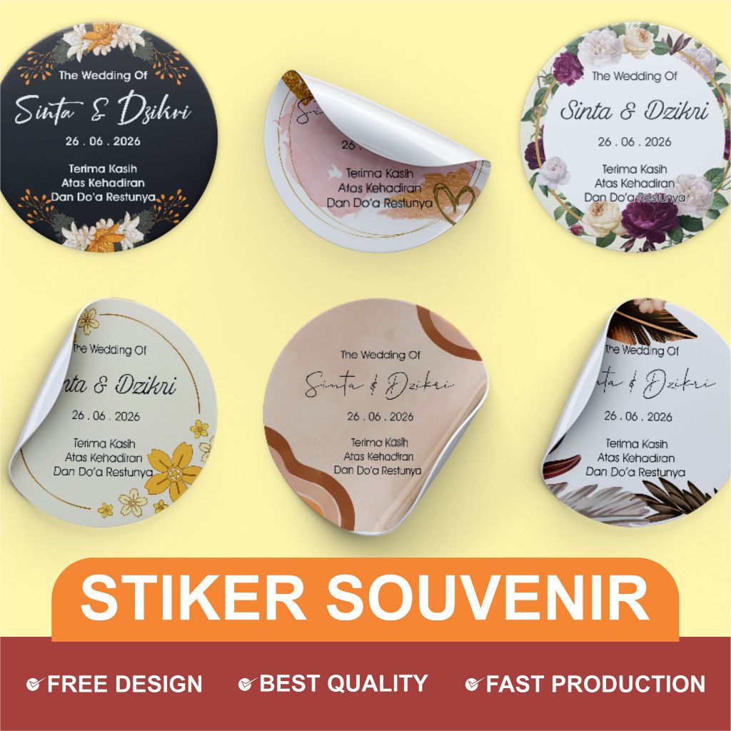 

Stiker souvenir wedding dan hampers pernikahan ukuran <= 3,5cm cutting sticker bulat edisi 05