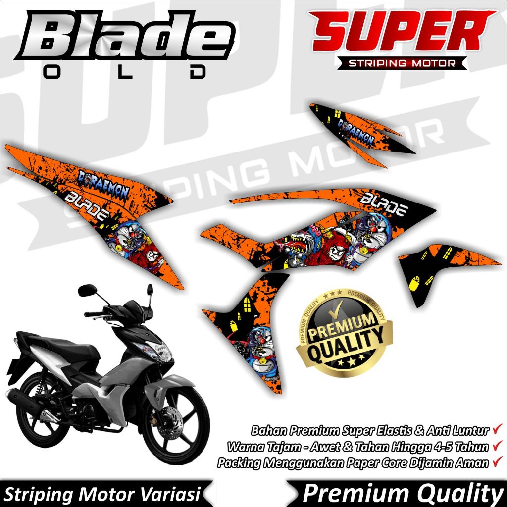 Stiker Blade Old Anti Luntur keren Striping Blade Old Striping Honda Blade Old Doraemon Zombie