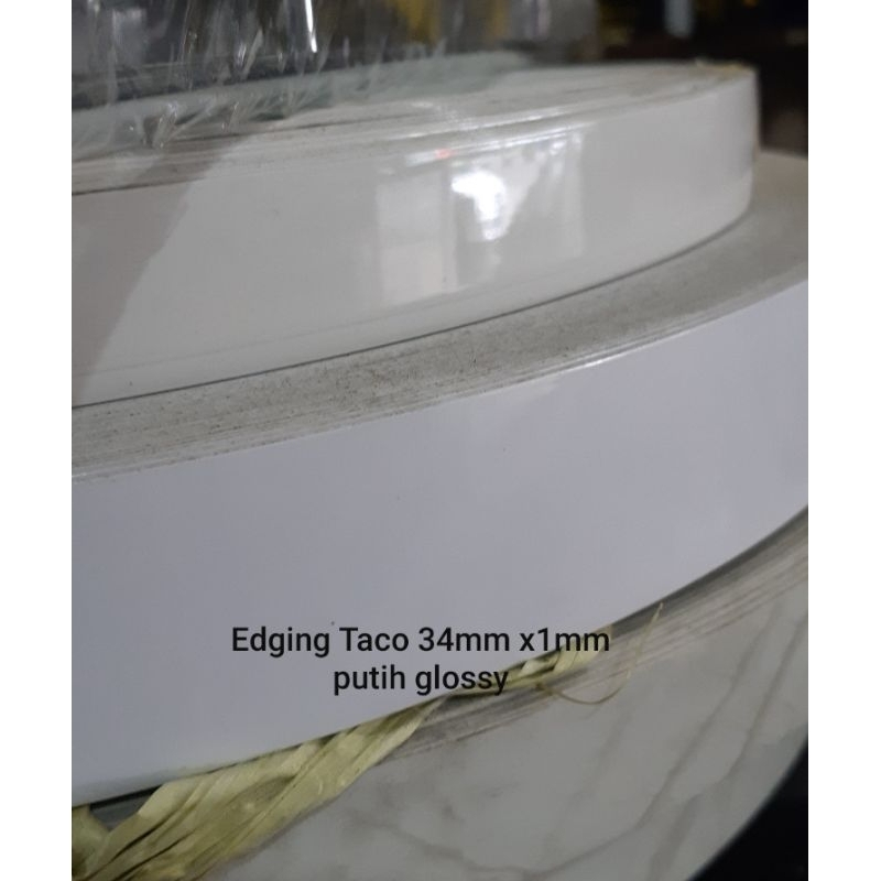 Edging HPL Taco putih glossy lebar 34mm x tebal 1mm